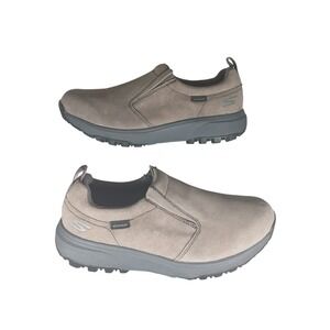 Skechers Waterproof Slip On Shoes Tan Suede Comfort Air Cooled Goga Mat Size 8.5